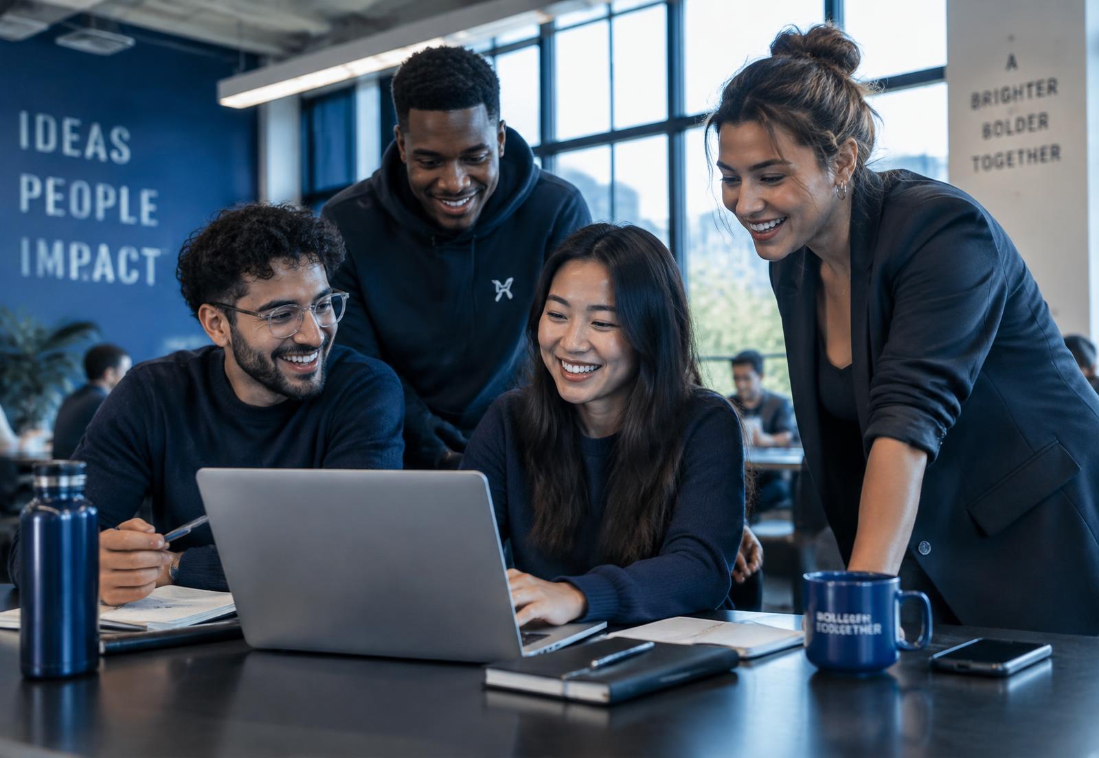 Young entrepreneurs collaborating in a modern coworking space